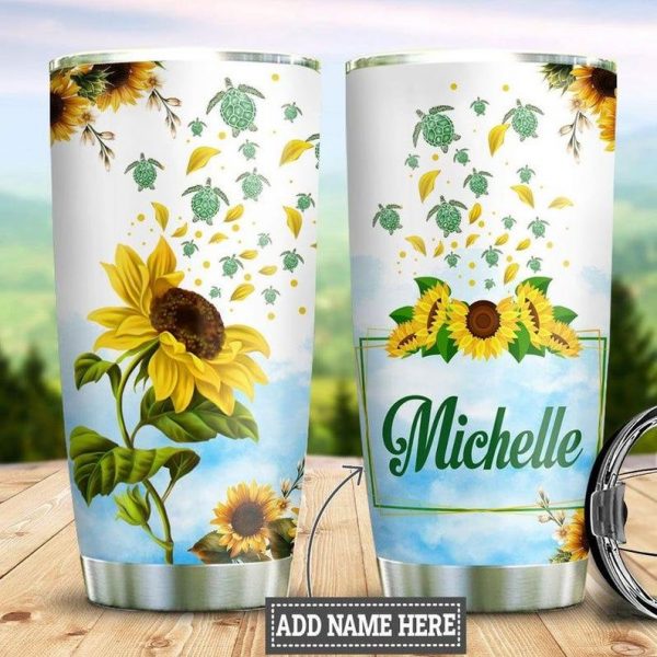Sunflower Hippie Gnome Flying Turtle All Over Print  Tumbler